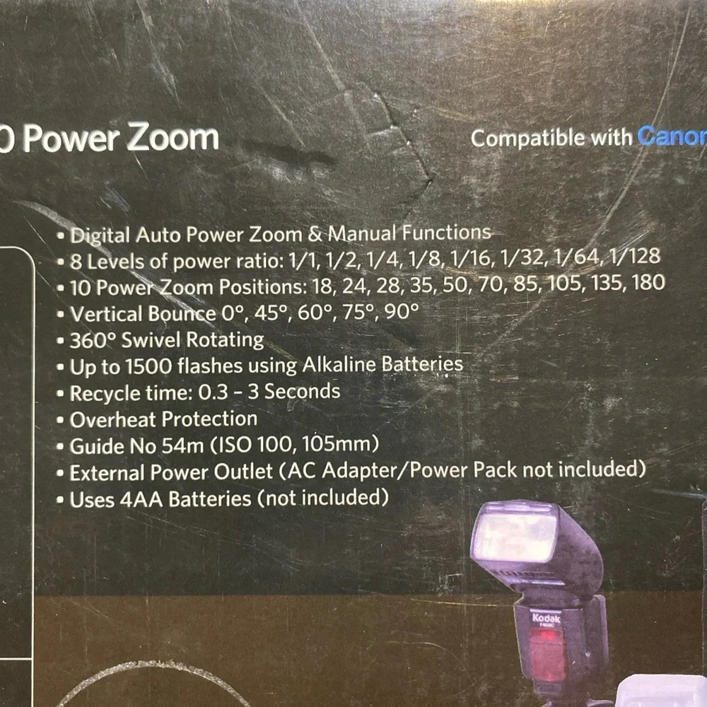 Kodak F4600C Flash E-TTL 18-180 Power Zoom